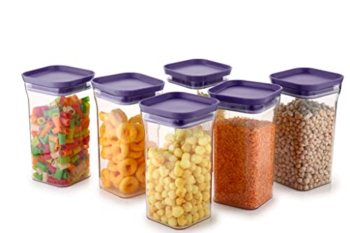 Homeor Plastic Storage Jar and Container Set I Air Tight & BPA Free Stackable Containers for Kitchen Storage Set I Grocery Kitchen Container Set I Mul