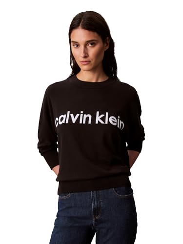 Calvin Klein Women's Logo Mockneck Sweater Black