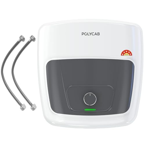 POLYCAB Superia DLX 5-Star 15 Litre Water Heater (Geyser) | Free Connecting Pipe | 7-Year Tank Warranty by POLYCAB | Anti Rust Glass Line Tank, Temper