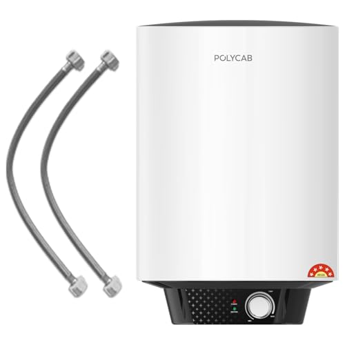 Polycab Celestia Prime 5-Star 15 Litre Water Heater (Geyser) | Free Connecting Pipe | 5-Year Tank Warranty by POLYCAB | Temperature Control Knob | Fas