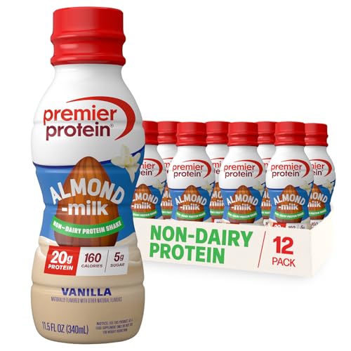 Premier Protein Almondmilk Plant Based Protein Shake, 20g Protein, 5g Sugar, 11.5 Fl oz, Vanilla, 12 Count