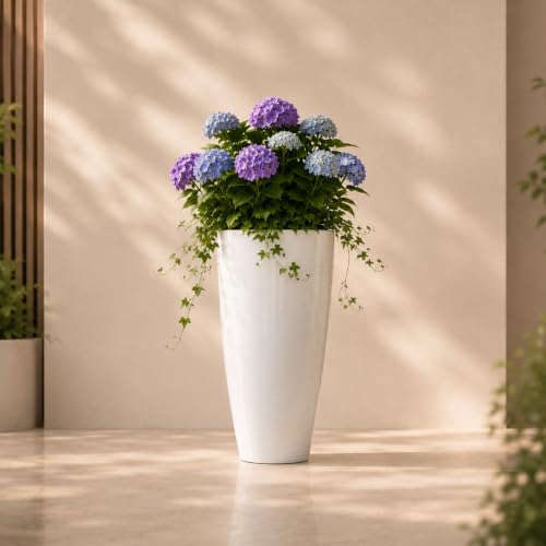 Ocean Mart Plastic Tower Pot Plant 14 Inch | Large Flower Pot for Indoor & Outdoor Plants | Decorative Garden Planter | Lightweight & Durable | Pack o