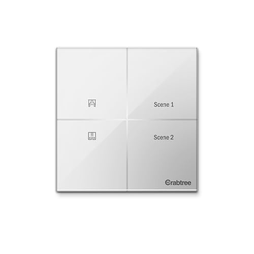 Havells Crabtree iSense Smart Monoblock Touch Panel with 1 Curtain Controller & 2 Scene(White) I Compatible with 2M Gang Box I Mesh connectivity I Com