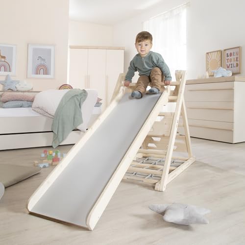 (-45%) roba Rutschbrett aus Holz - Zubehör für Kletterdreieck & Spielturm - Beidseitig nutzbar als Rutsche & Kletterelement - Einhängbar in Sprossenrahmen - Ab 24 Monaten geeignet
