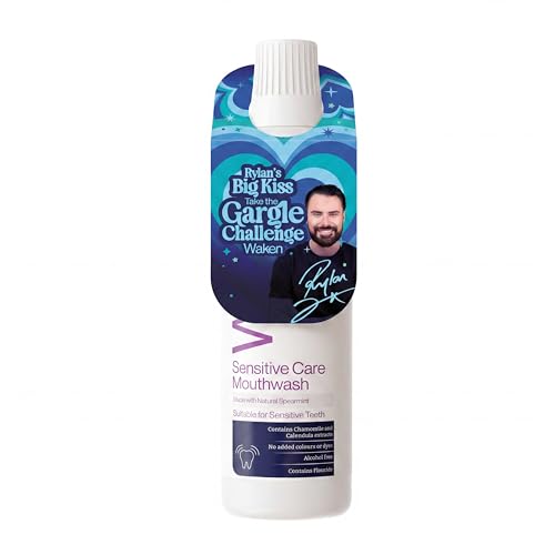 Waken Sensitive Care Mouthwash – Alcohol Free with Natural Mint Extracts, Suitable for Those with Sensitive Teeth, Vegan, Fresh Breath & Oral Care, No Artificial Colours or Dyes, 500ml