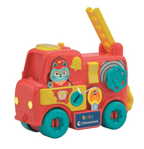 Clementoni Baby Fire Truck Activity Center - Interactive Toy with Light and Sound - Fire Brigade Toys - For Children from 1 to 2 years