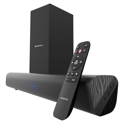 ZEBRONICS 90 Watts, Compact Soundbar, Home Theatre, Dual Driver Soundbar, 11.43cm Subwoofer, HDMI ARC, Bluetooth v5.1, Wall Mountable, Glossy Finish (