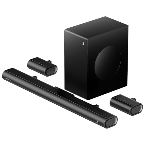 Boat Aavante Prime 5.1 5000DA, Dolby Atmos, 500W, 5.1CH w/Wired Subwoofer & Wired Satellites, Multi Compatibility, Bluetooth Sound bar, Home Theatre S