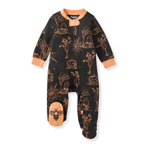 Burt's Bees Baby Boys' Organic Cotton Sleep and Play Footed Pajamas, One-piece Zip Front Romper, Baby Essentials