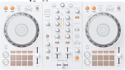 Pioneer DJ DDJ-FLX4 2-deck rekordbox and Serato DJ Controller - White, Limited Edition