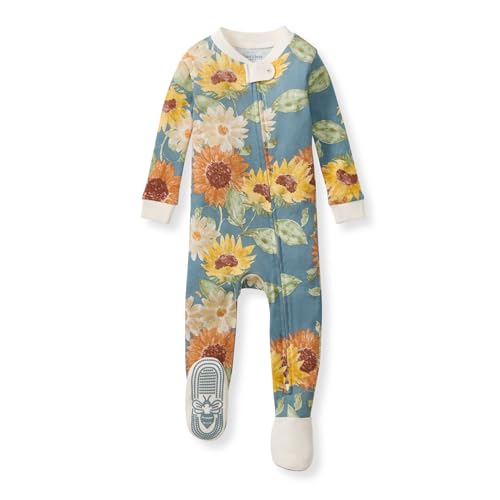 Burt's Bees Baby Baby Girls Pajamas, One-Piece Footed Sleeper PJs, Non-Slip Snug Fit for Infants 12, 18, and 24 Months