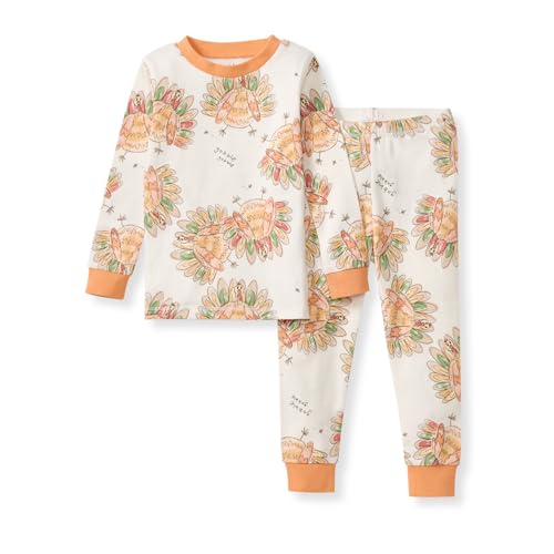 Burt's Bees Baby Baby Girls Pajamas, 2-Piece Tee and Pant PJ Set, 100% Organic Cotton, Snug Fit, Soft Sleep Pajama Outfit, Sizes 12 Months to 12 Years PJs