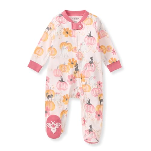 Burt's Bees Baby Girls Footed One-piece Pajamas, Sleep and Play Loose Fit, 100% Organic Cotton, Sizes NB to 6-9 Months