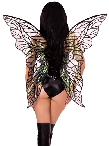 Leg Avenue Women's Assorted Iridescent Wings Adult Fairy Costume, Black, One Size
