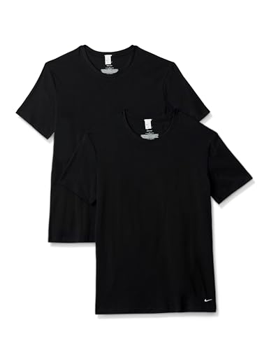 Nike Camisetas masculinas de algodão stretch P/P gola redonda 2 unidades, Preto, GG