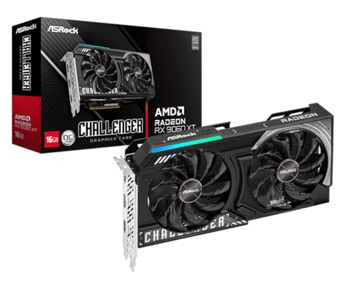 ASRock AMD Radeon™ RX 9060 XT Challenger Grafikkarte, 16GB GDDR6, PCI Express 5.0 x16, DisplayPort 2.1a, HDMI 2.1b