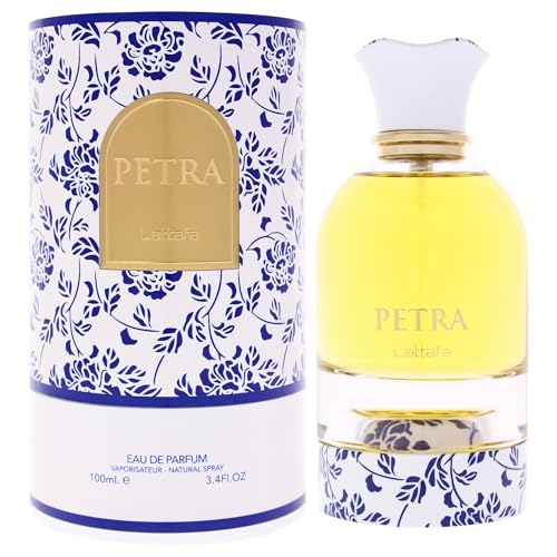Lattafa Petra - Fruity, Gourmand, Floral, Musky - Eau de Parfum Long-Lasting Fragrance for Unisex, 3.4 Ounce / 100 ml