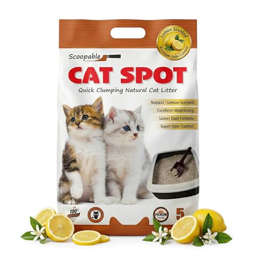 CatSpot Lemon Flower Scented Cat Litter – 5kg | Ultra Absorbent, Quick Clumping, Odor Control, Dust-Free Formula for Cats
