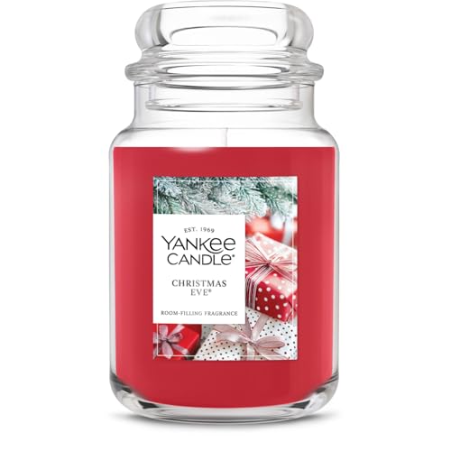 Yankee Candle Large Jar Scented Candle with up to 150 Hour Burn Time, Premium Plant Wax Blend for Consistent Burn, 22 oz Jar Candle with Room Filling Fragrance, Christmas Eve