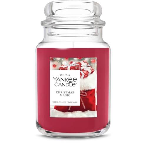 Yankee Candle Large Jar Scented Candle with up to 150 Hour Burn Time, Premium Plant Wax Blend for Consistent Burn, 22 oz Jar Candle with Room Filling Fragrance, Christmas Magic