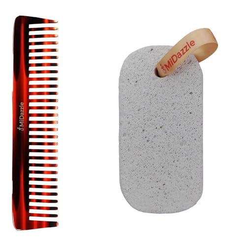 Midazzle Handcrafted Hair Comb with Pumice Stone, Set of 2, Capsule Design