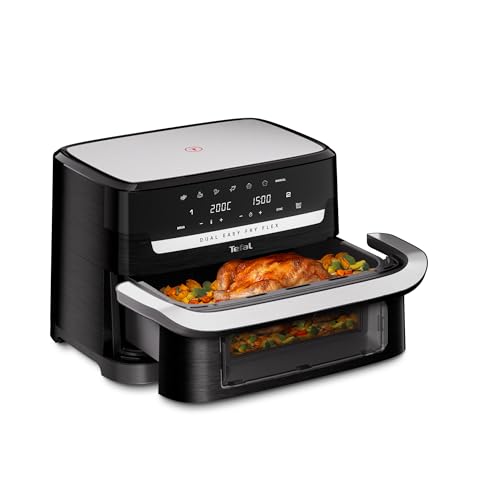 (-27%) Tefal Dual Easy Fry Flex Heißluftfritteuse 9L – Airfryer mit 2 Kammern & GiantZone, FlexCook-Trennwand, 2700 W, 40–200 °C, 7 Programme, fettarm frittieren & 2 Gerichte gleichzeitig zubereiten EY9228