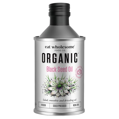 Eat Wholesome Organic Black Seed Oil, 250ml - Cold Pressed Nigella Sativa, High Source of Omega 6, 100% Pure, For For Smoothies, Salads, Skincare & Hair, Vegan