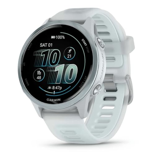 Garmin® Forerunner® 570, 42mm, Advanced GPS Running and Triathlon Smartwatch, AMOLED Display, Training and Recovery Features, Cloud Blue Aluminum with Translucent Whitestone/Cloud Blue Band