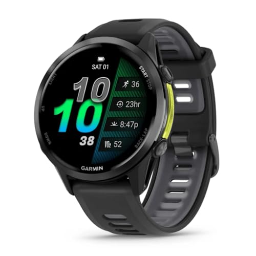 Garmin® Forerunner® 970, Premium GPS Running and Triathlon Smartwatch, AMOLED Display, Built-in LED Flashlight, Carbon Gray DLC Titanium with Black Case and Black/Translucent Whitestone Band