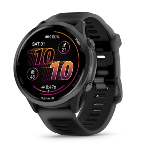 Garmin® Forerunner® 570, 47mm, Advanced GPS Running and Triathlon Smartwatch, AMOLED Display, Training and Recovery Features, Slate Gray Aluminum with Translucent Black/Black Band