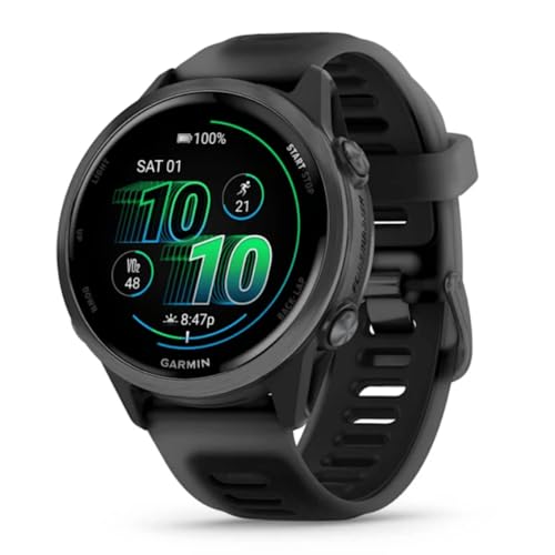 Garmin® Forerunner® 570, 42mm, Advanced GPS Running and Triathlon Smartwatch, AMOLED Display, Training and Recovery Features, Slate Gray Aluminum with Translucent Black/Black Band