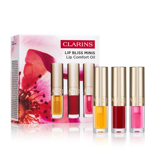 Clarins Lip Comfort Oil | Hydrating, Nourishing and Moisturizing Lip Oil | Sheer, High Shine Finish | Soothes, Comforts and Protects Lips | Visibly Plumps | 93% Natural Ingredients | 0.2 Ounces Mini Lip Oil Set