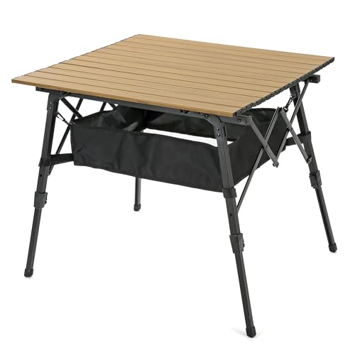 ARROWHEAD OUTDOOR 39" Aluminum Folding Camp Roll Up Table w/Adjustable Height, Undertable Mesh Storage, Carry Bag : Pati