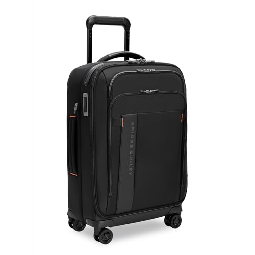 Briggs & Riley Domestic 22" Carry On Expandable Spinner - Luggage for Travel, Suitcases with Wheels, Softside Rolling Bag for Men & Women - ZDX Collection, Black
