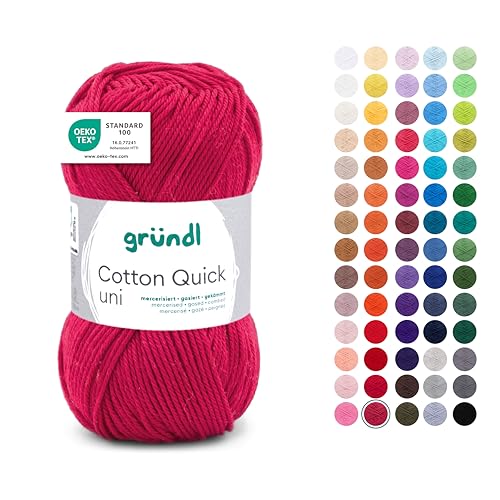 🔥 STARKER PREIS (-35%) Gründl Wolle Cotton Quick uni Häkelgarn 1 Knäuel 50 g, weinrot