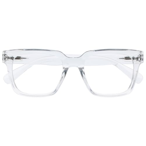 OPULIZE ERA Blue Light Glasses for Women & Men-Clear Lens-Anti-Reflective and Anti-Glare-UV400 Protection-Oversized Frame-Computer and Screen Glasses-Clear-+0.00(Pack 1 of with 1 Pouch)