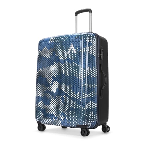 Combat Check-in Trolley Bag, 73 Cm Large Hardside Luggage | 8 Wheels, Combination Lock | Polycarbonate | 5 Year International Warranty | Blue