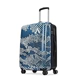 Aristocrat Medium Combat Checkin Trolley Bag 63 Cm Hardside Luggage 8 Wheels Combination Lock Polycarbonate 5 Year International Warranty Blue