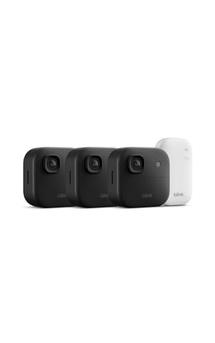 Blink Outdoor 2K+ (newest model) — Wireless smart security camera, 2K video resolution, color night vision, enhanced audio, two-year battery. Sync Module Core included — 3 camera system (Black)