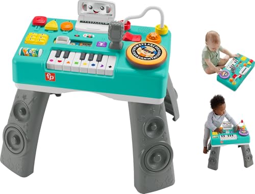 Fisher-Price Baby & Toddler Toy Laugh & Learn DJ Table with Smart Stages Content & Activities for Infants Ages 6+ Months, Multilanguage Version