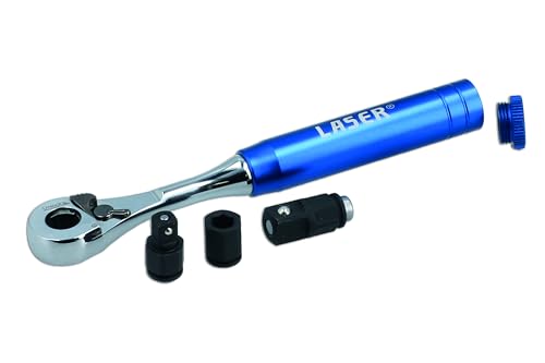 Laser 9139 3-in-1 Mini Ratchet Spanner - with Interchangeable Drives, Blue