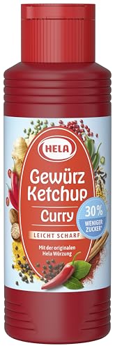 🔥 STARKER PREIS (-30%) HELA - Gewürz Ketchup Curry leicht scharf 300 ml - Curryketchup mit feiner Schärfe, 30 % weniger Zucker, vegan, ohne Konservierungsstoffe - grillsoße Curry - Ketchup ideal zu Pommes, Grillgut & Burger