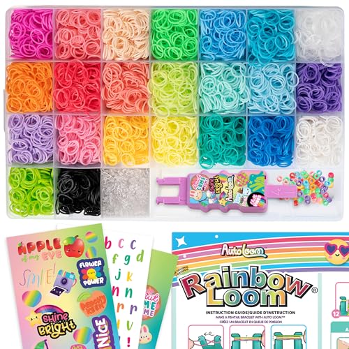 Rainbow Loom: AutoLoom Creation Case - DIY Bracelet Craft Kit, 9000 Rubber Bands, 50 Colored Beads, 3 Sticker Sheets, Jewelry Activity Set, Kids 7+