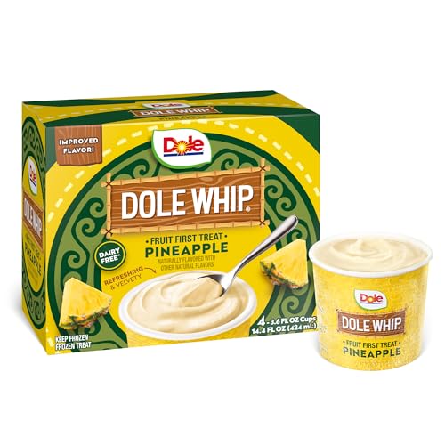 Dole Whip Pineapple Frozen Fruit Treat - (4 Pack) 3.6 fl oz Carton - Fruit First Frozen Treat - Refreshing & Velvety Dessert or Snack