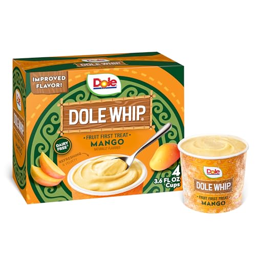 Dole Whip Mango Frozen Fruit Treat - (4 Pack) 3.6 fl oz Carton - Fruit First Frozen Treat - Refreshing & Velvety Dessert or Snack