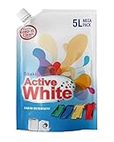 Active White Liquid Detergent 5L Mega Pack Lavender Fragrance Front Load Top Load Machine Wash Bucket Wash Expert Powerful Stain Removal Gentle on Clothes Value Family Refill Pack