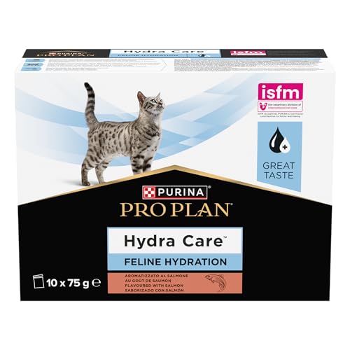 🔥 STARKER PREIS (-39%) Purina Pro Plan – Hydracare – Katze – Ergänzungsfuttermittel für Erwachsene Katzen, hydratisiert zu bleiben – mit Lachs – Beutel – 10 x 75 g
