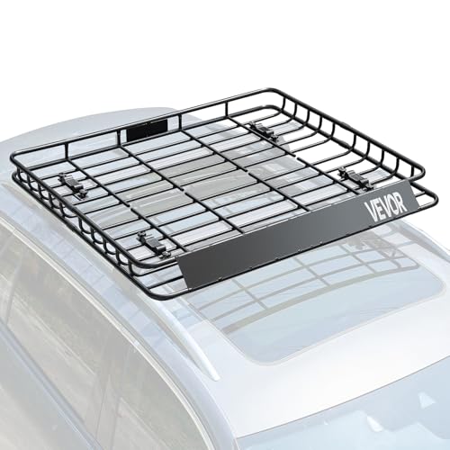 (-29%) VEVOR Dachgepäckträgerkorb Autodachkorb (1095 x 1270 x 105 mm) universeller Dachgepäckträger aus rostfreiem legiertem Stahl mit 68 kg Max. Tragkraft, Autodach-Gepäckträger für SUV LKW