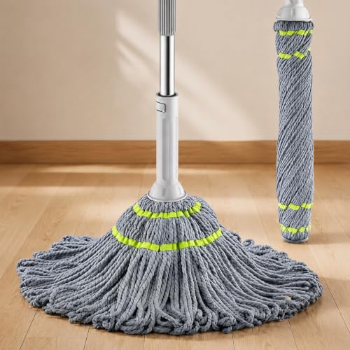 Vivela Microfiber Twist Mop for Floor Cleaning | Self-Squeeze Mop with Super Absorbent Microfiber Head | Lightweight & Durable Stick | Wet & Dry Mop f