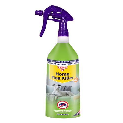Zero In Home Flea Killer Spray 1L – Ready-To-Use Insecticide Kills Fleas, Eggs & Larvae on Contact – Long-Lasting Protection for Carpets, Pet Bedding & Soft Furnishings – Water-Based